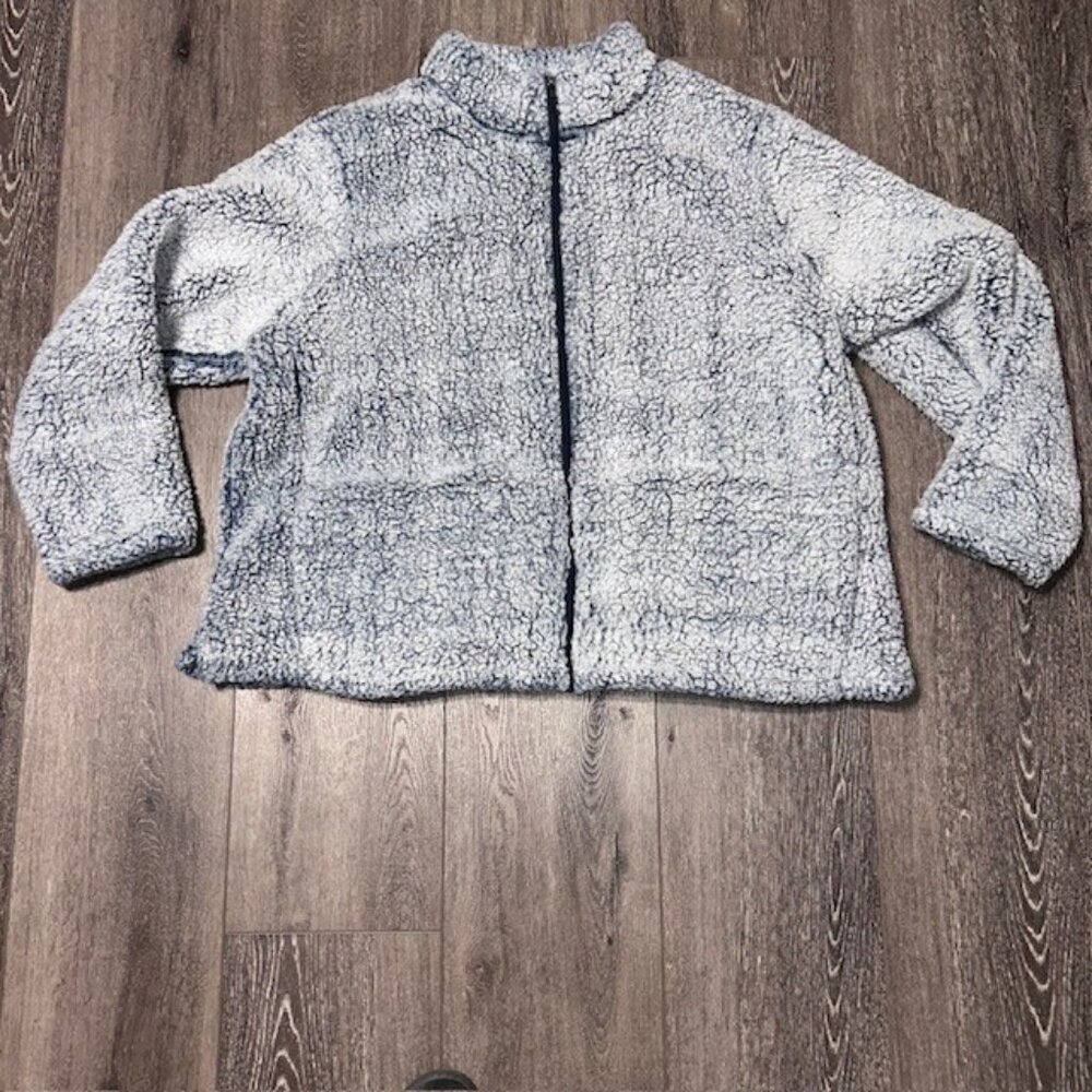 Womens Seventh Avenue Faux SHERPA TEDDY Full Zip Jacket Plus Size 3X Blue Warm